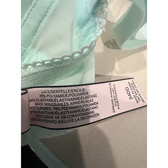 Victoria Secret Dream Angels Push Up Pigeonnant Bra 34DD Mint Green Lace - Picture 3 of 7